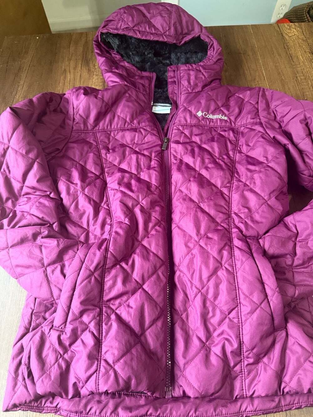 Columbia Copper Crest Hooded Jacket Size S Purple Quilted
